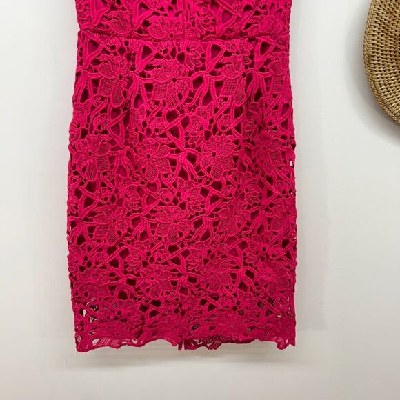 ATSR Hot Pink Off Shoulder Lace Mini Cocktail Dress Small - Picture 4 of 5